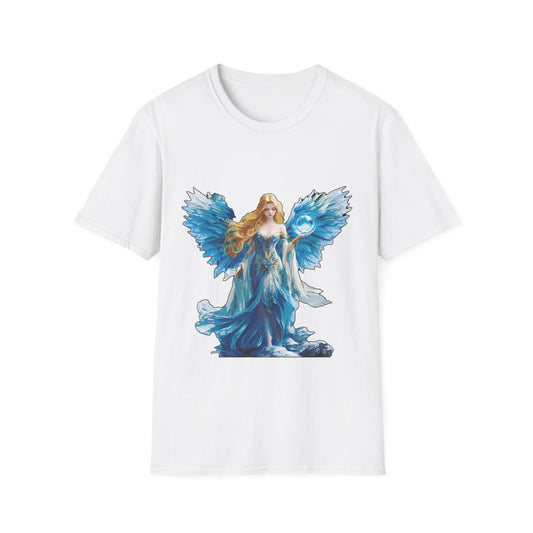 Angel & Prayer Unisex Softstyle T-Shirt - Spiritual Art Tee for Faith and Family