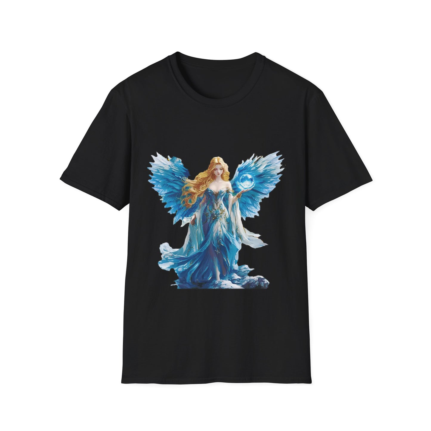 Angel & Prayer Unisex Softstyle T-Shirt - Spiritual Art Tee for Faith and Family