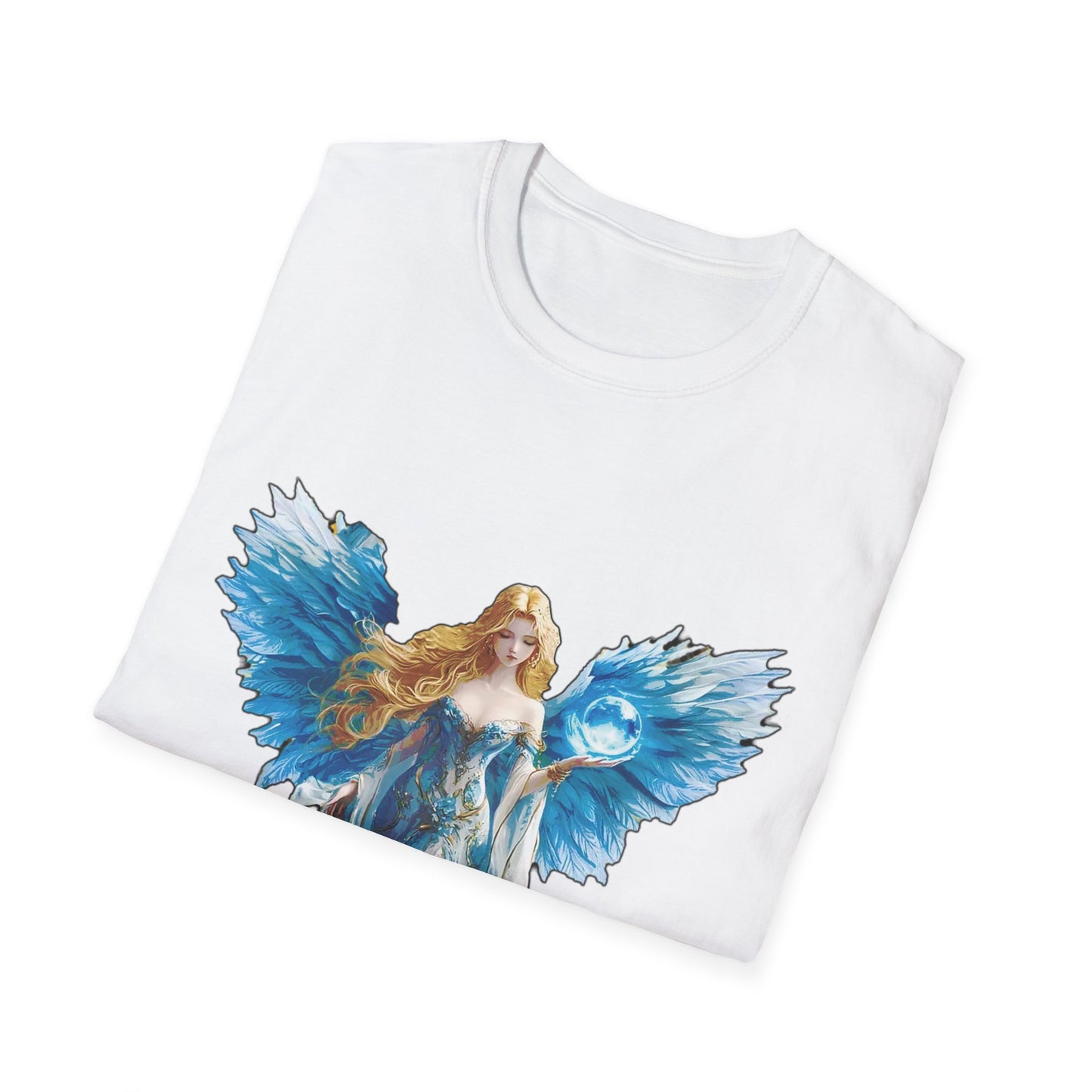 Angel & Prayer Unisex Softstyle T-Shirt - Spiritual Art Tee for Faith and Family