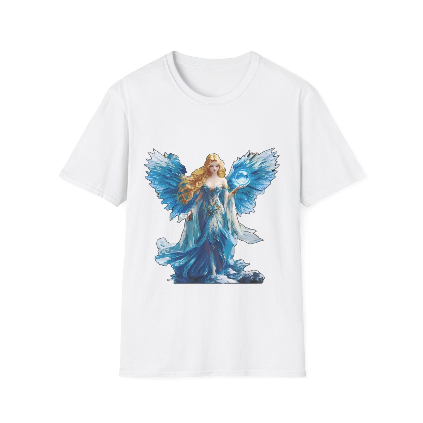 Angel & Prayer Unisex Softstyle T-Shirt - Spiritual Art Tee for Faith and Family